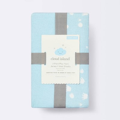  Fitted Jersey Play Yard Crib Sheet Dino-snore - Light Blue - 2pk - Cloud Island™
