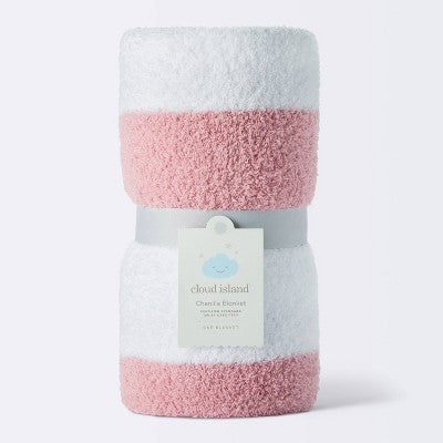  Chenille Stripe Baby Blanket - Dark Pink And White Stripe - Cloud Island™