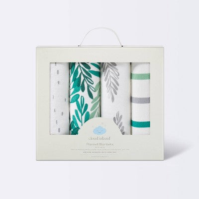  Flannel Baby Blanket - Cloud Island™ Green 4pk