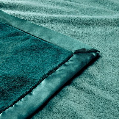  Solid Satin Edge Plush Baby Blanket - Green - Cloud Island™