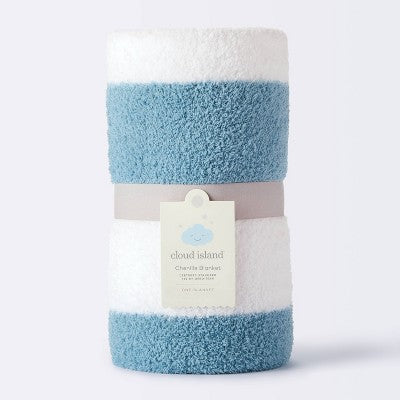  Chenille Stripe Baby Blanket - Blue And White Stripe - Cloud Island™