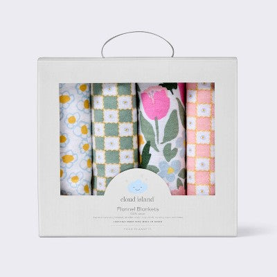  Flannel Baby Blankets - Painterly Floral - 4pk - Cloud Island™