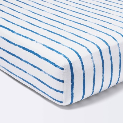  Fitted Crib Sheet Stripe - Navy/White - Cloud Island™