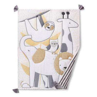  Crib Bedding Set Animals 4pc - Cloud Island™ White/Beige