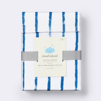  Fitted Crib Sheet Stripe - Navy/White - Cloud Island™