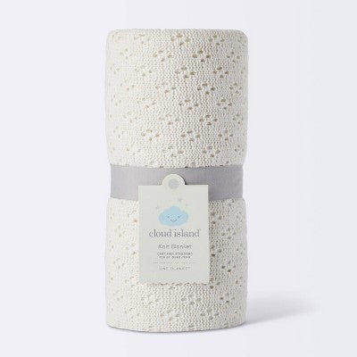  Seed Stitch Pointelle Baby Blanket - Cream - Cloud Island™