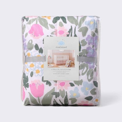  Crib Bedding Set - Painterly Floral - 4pc - Cloud Island™