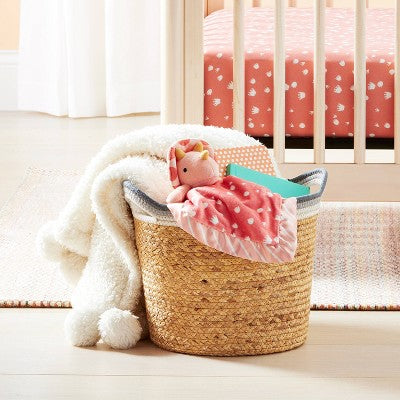  Braided Water Hyacinth Tapered Floor Basket With Coiled Rope Handles - Gray - Cloud Island™