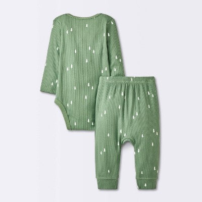  Baby Boys' 2pc Wide Ribbed Top & Bottom Set - Cloud Island™ Green