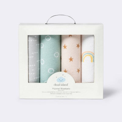  Flannel Baby Blankets Rainbow - Cloud Island™ 4pk