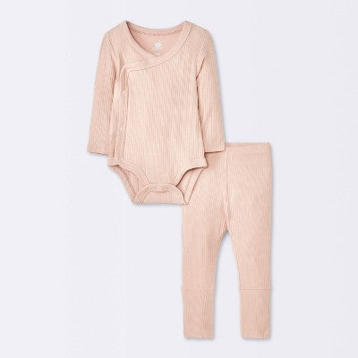  Baby Girls' 2pc Soft Blend Top & Bottom Set - Cloud Island™ Pink