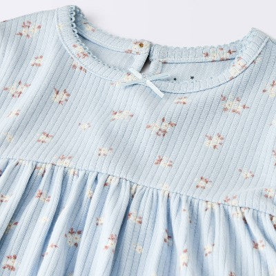  Baby Girls' Floral Skirted Bodysuit - Cloud Island™ Blue