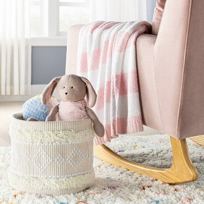  Chenille Stripe Baby Blanket - Light Pink And White Stripe - Cloud Island™