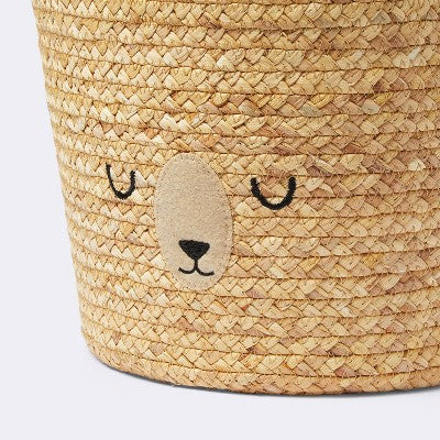  Braided Water Hyacinth Tapered Floor Basket Sleepy Bear - Cloud Island™