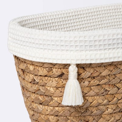  Natural Weave Oval Storage Bin With Waffle Weave Liner - Cloud Island™