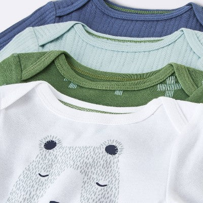  Baby Boys' 4pk Bear Long Sleeve Bodysuits - Cloud Island™ Ivory/Blue/Green