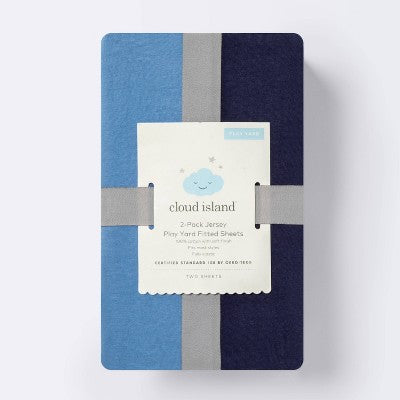  Fitted Playard Jersey Sheet - Cloud Island™ Navy & Blue 2pk