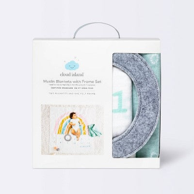  Muslin Blanket With Felt Frame Rainbow - Cloud Island™