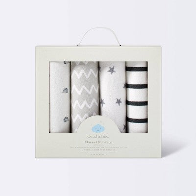  Flannel Baby Blankets Hedgehog 4pk - Cloud Island™