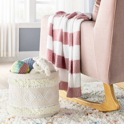  Chenille Stripe Baby Blanket - Dark Pink And White Stripe - Cloud Island™