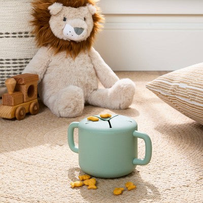  Silicone Snack Cup With Lid - Green - Cloud Island™