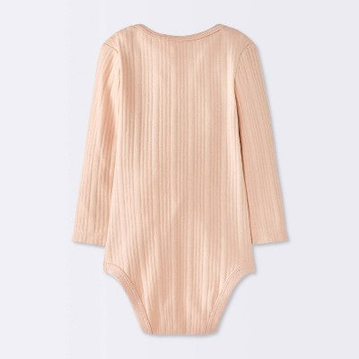  Baby Girls' 4pk Floral Long Sleeve Bodysuits - Cloud Island™ Peach/Pink