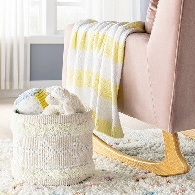  Chenille Stripe Baby Blanket - Yellow And White Stripes - Cloud Island™