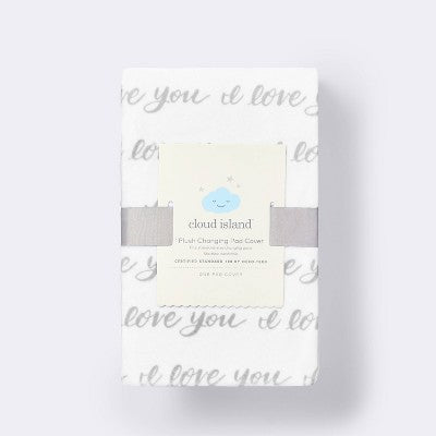  Plush Changing Pad Cover I Love You Script - Gray/White - Cloud Island™