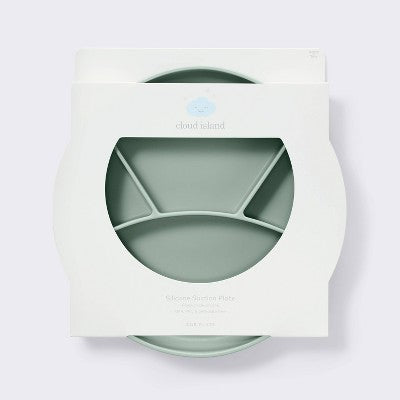  Silicone Suction Divided Plate - Green - Cloud Island™