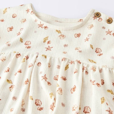  Baby Girls' Costal Ribbed Romper - Cloud Island™ White