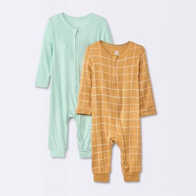  Baby Boys' 2pk So Very Soft Modal Blend Romper - Cloud Island™ Rust/Blue