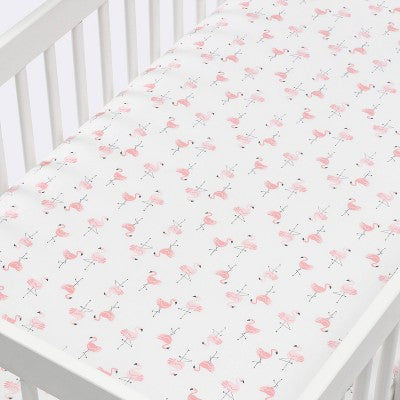  Crib Fitted Sheet Flamingos - Cloud Island™ - Pink/White