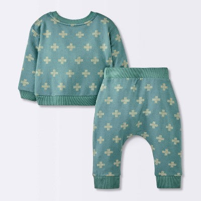  Baby Boys' 2pc Plus Sign Graphic Jogger Pants Set - Cloud Island™ Blue