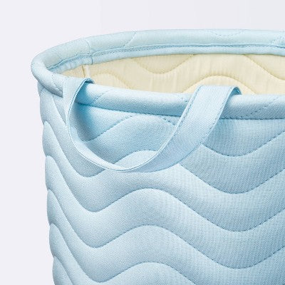  Quilted Fabric Large Round Storage Basket - Blue - Cloud Island™