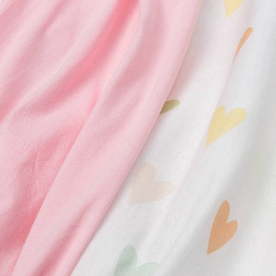  Fitted Playard Jersey Sheet - Cloud Island™ Hearts/Pink 2pk