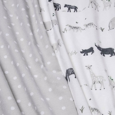  Flannel Blanket Larger Size 2pk - Cloud Island™ Two By Two Animals