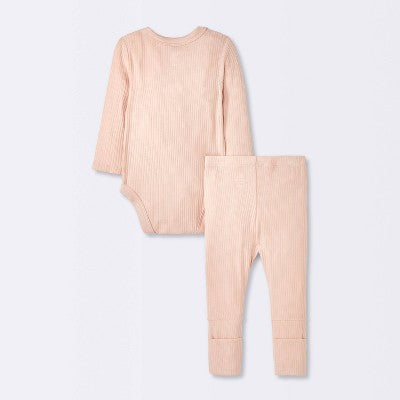  Baby Girls' 2pc Soft Blend Top & Bottom Set - Cloud Island™ Pink