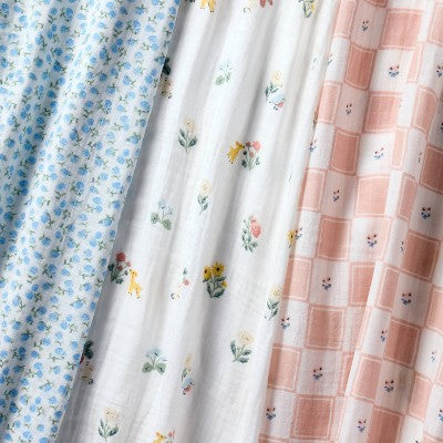  Muslin Swaddle Baby Blanket - Traditional Floral - 3pk - Cloud Island™
