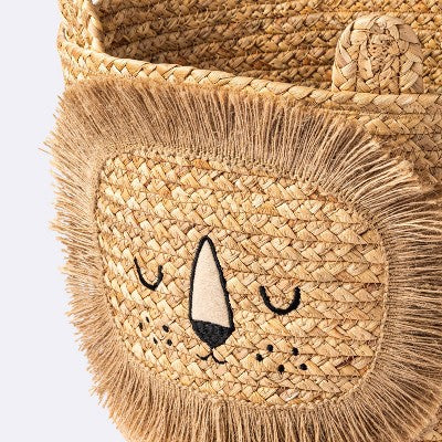  Braided Water Hyacinth Medium Round Storage Basket - Lion - Cloud Island™