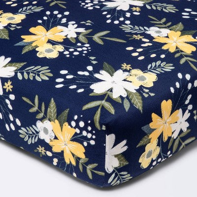  Fitted Crib Sheet Meadow - Cloud Island™ - Navy Floral