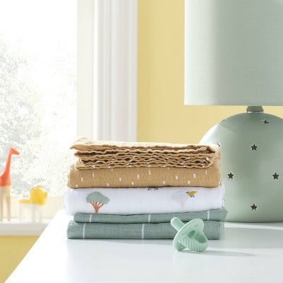 Muslin Swaddle Baby Blanket - Safari Dashes - 3pk - Cloud Island™