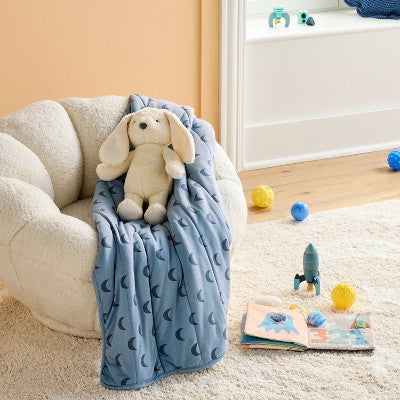  Rayon From Bamboo Jersey Quilted Blanket - Moons - Blue - Cloud Island™
