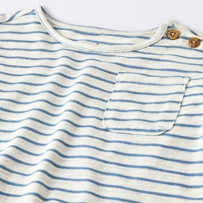  Baby Girls' 2pc Striped Pocket T-Shirt & Bike Shorts Set - Cloud Island™ Blue