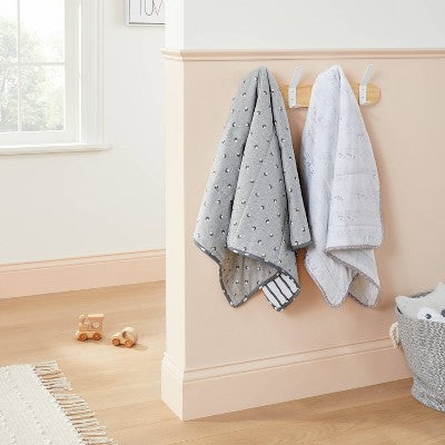  Jersey Knit Reversible Blanket Two By Two - Cloud Island™ Gray