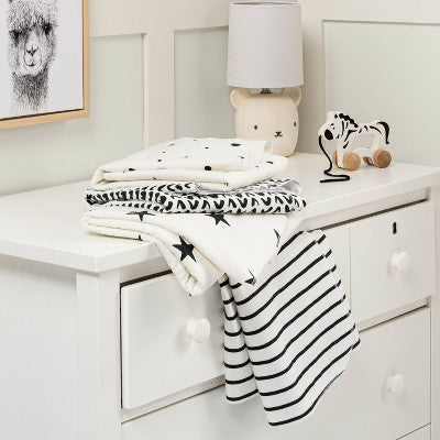  Flannel Baby Blanket - Cloud Island™ - Black/White - 4pk