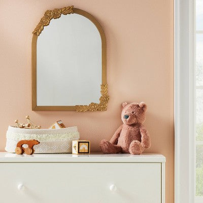  Floral Arch Decorative Wall Mirror With 6 Flowers - Gold - Cloud Island™