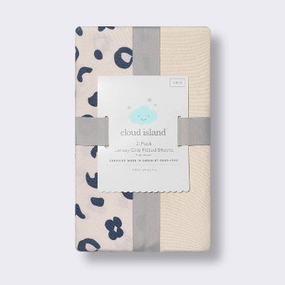  Fitted Jersey Crib Sheet - Leopard - 2pk - Cloud Island™