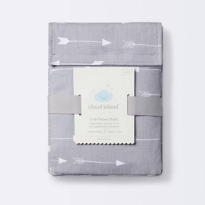  Fitted Crib Sheet Arrows - Cloud Island™ Gray