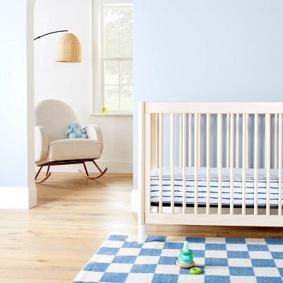  Polyester Rayon Fitted Crib Sheet - Navy Blue Vertical Stripe - Cloud Island™