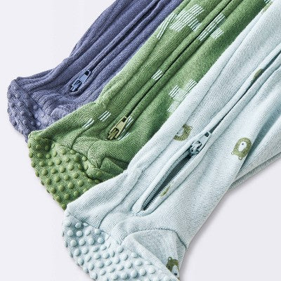  Baby Boys' 3pk Bears Tight Fit Sleep N' Play - Cloud Island™ Blue/Green